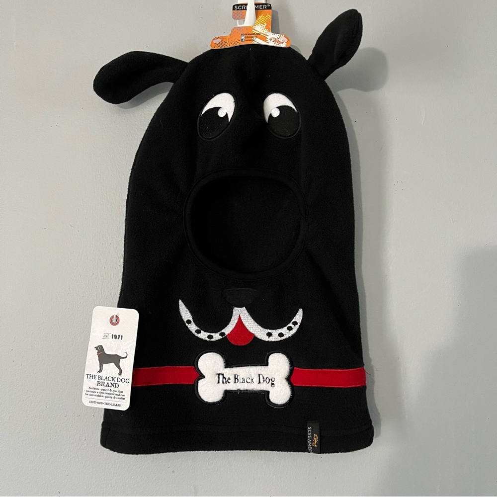 The Black Dog Kids black dog face mask hat OS NWT